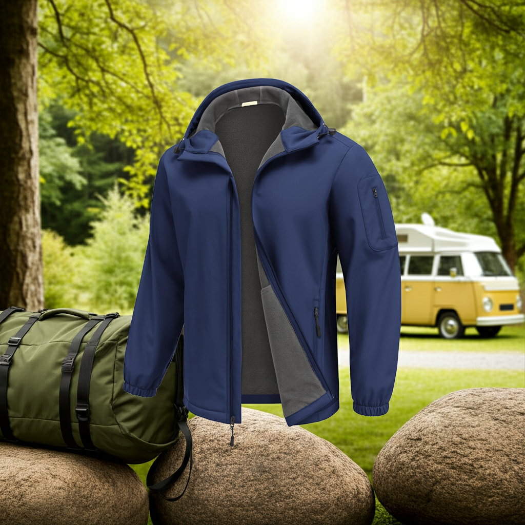 COOFANDY Mens Softshell Hooded Fleece Lined Windbreaker Jacket Waterproof Windproof Jacket Outdoor Winter Jacket